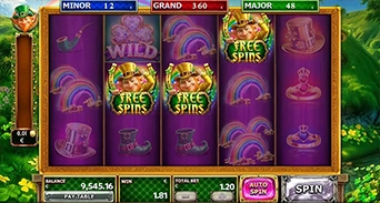 Irish Party feature screen with reel controls and event artwork
